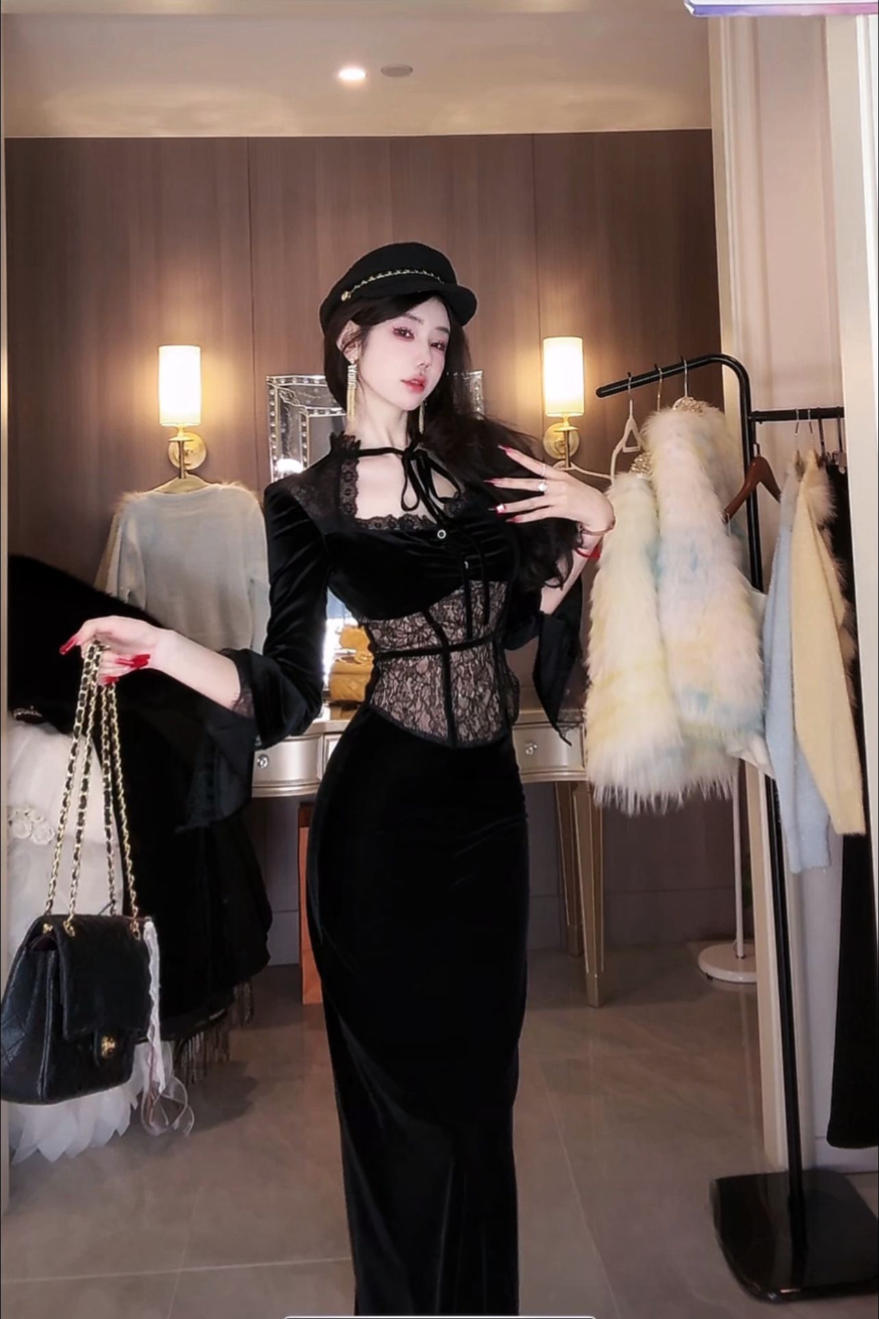 【雅乔定制】垂坠感黑色丝绒半身裙秋冬百搭DYYY-23125198