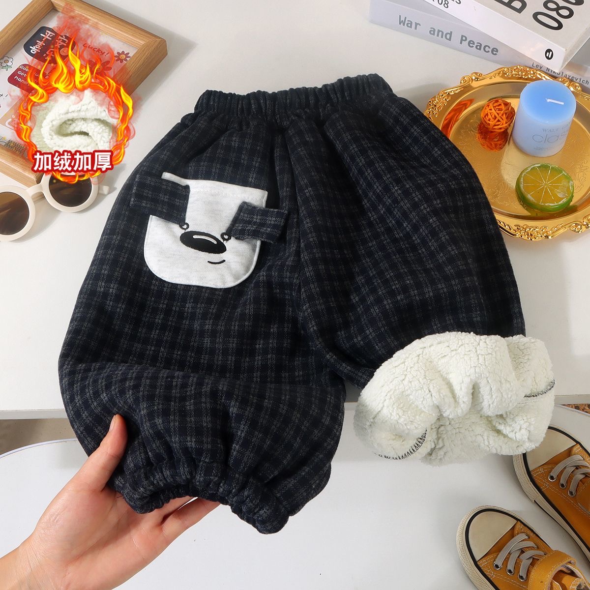 ［加绒／不加绒］格子裤子男女童时髦洋气格子宽松冬天灯笼裤