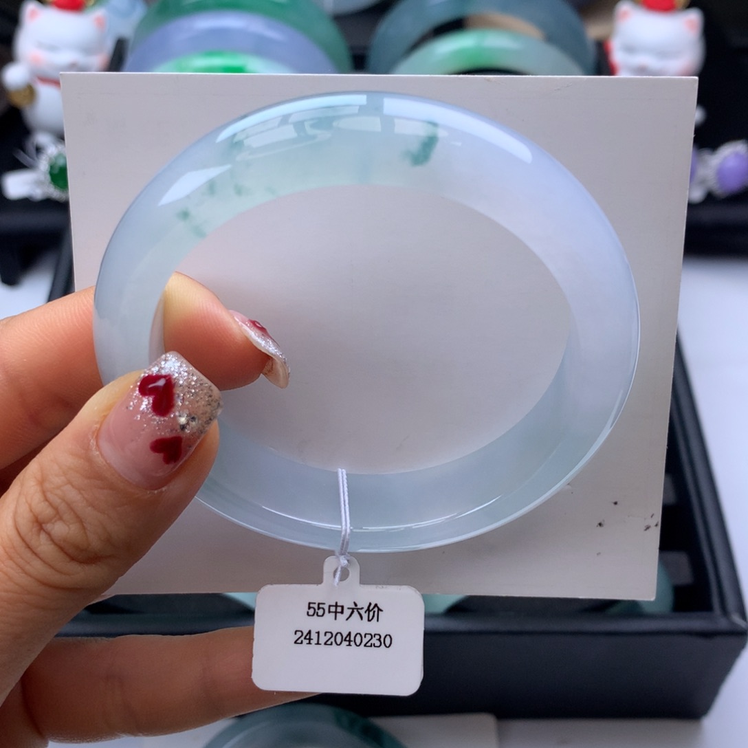 翡翠手镯未镶嵌55-56冰飘花正圈