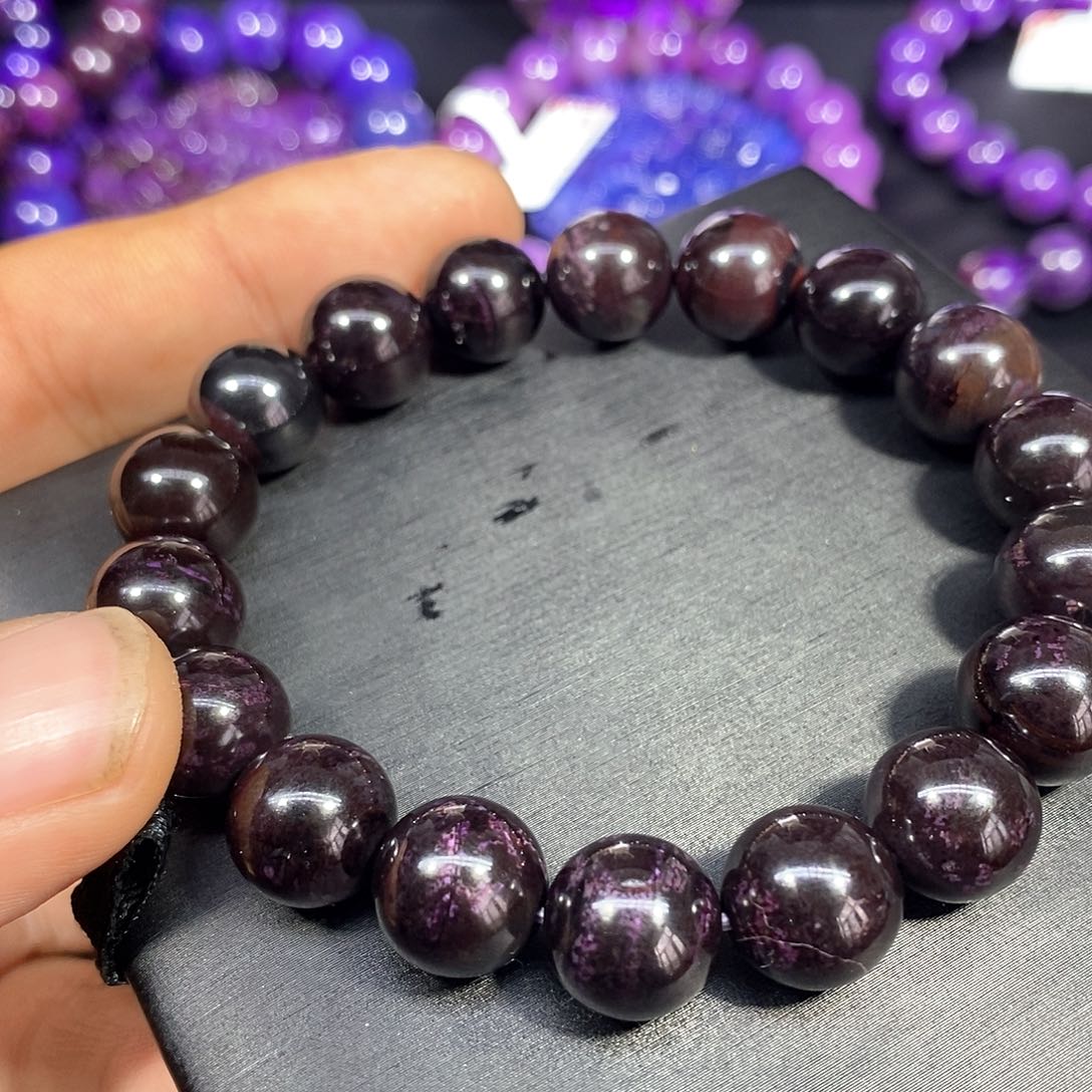 苏纪石（舒俱来）未镶嵌南非舒俱来老油紫圆珠单圈11.6mm