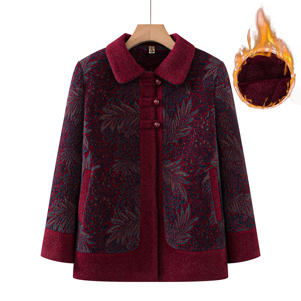 妈妈外套秋冬款2024新款水貂绒中老年人冬季加绒奶奶冬装老人太太