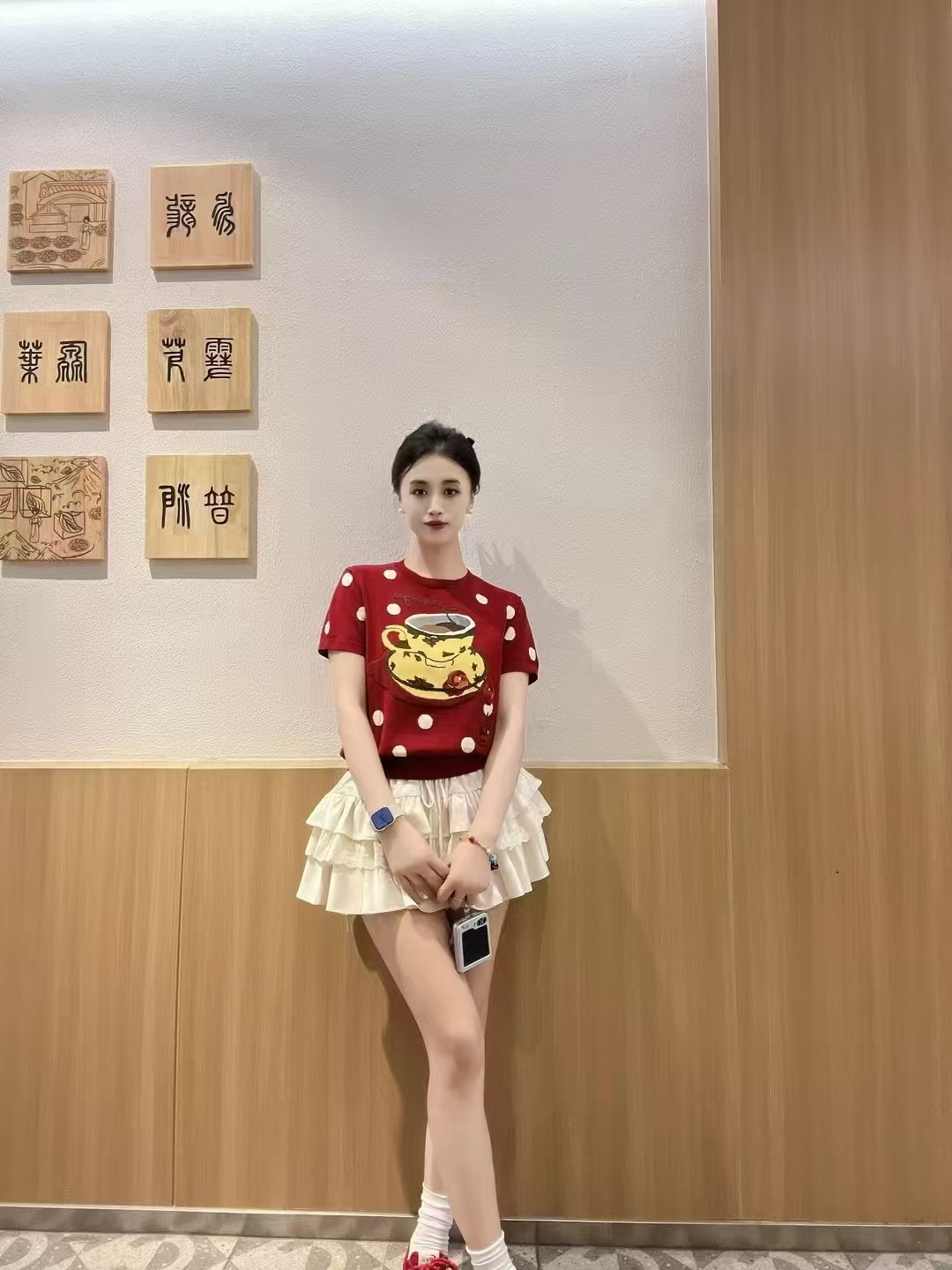 亲妈原～丫2025夏季新款咖啡下午茶毛衫T恤