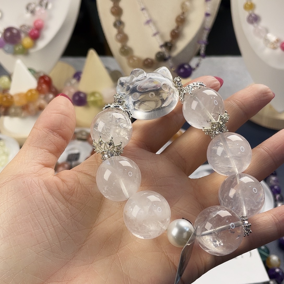银S925镶嵌手链烟晶