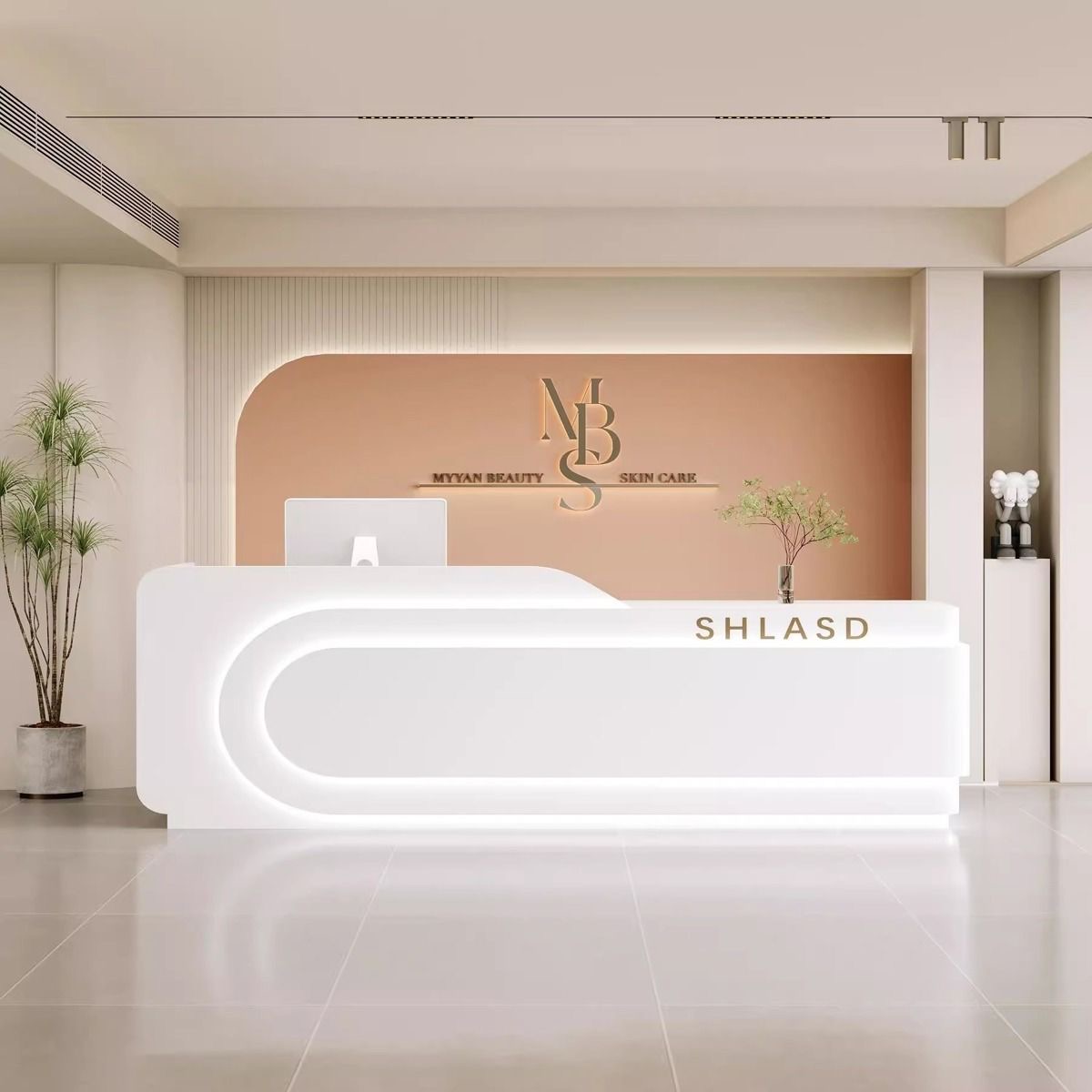 公司前台接待台弧形简约现代服装店婚纱摄影美容院吧台酒店收银台