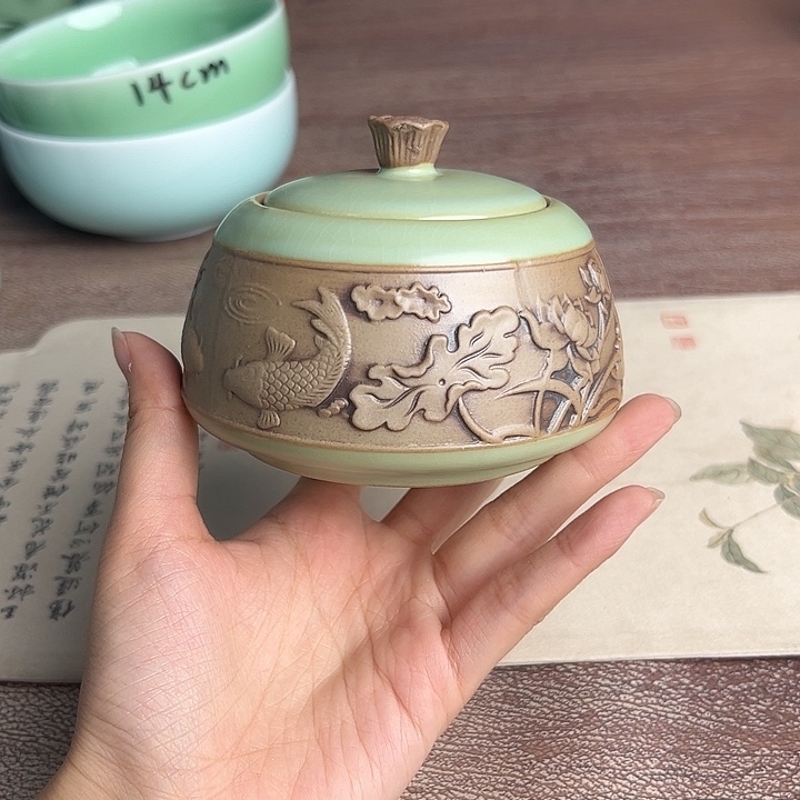 龙泉云间青瓷小米茶器
