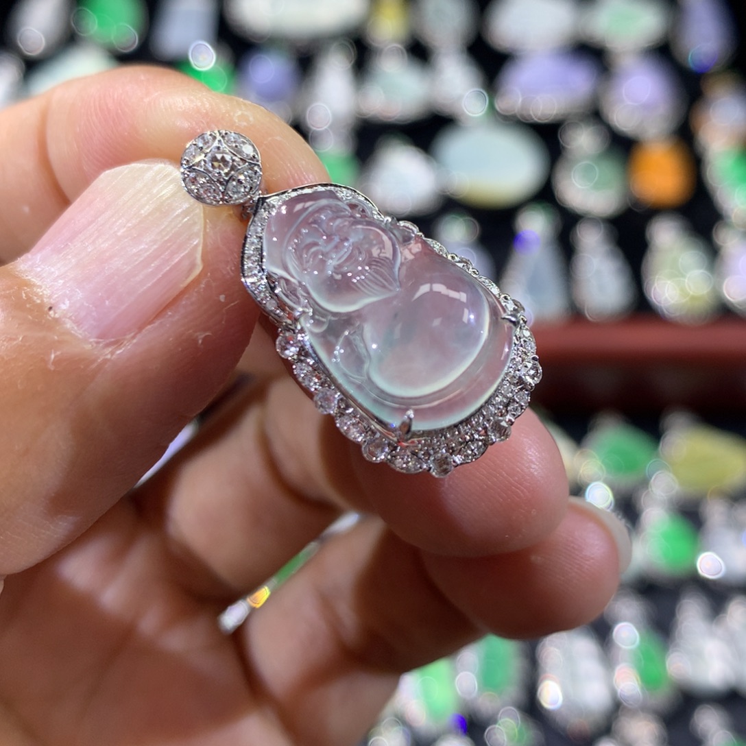 翡翠18K金镶嵌吊坠(不含链)