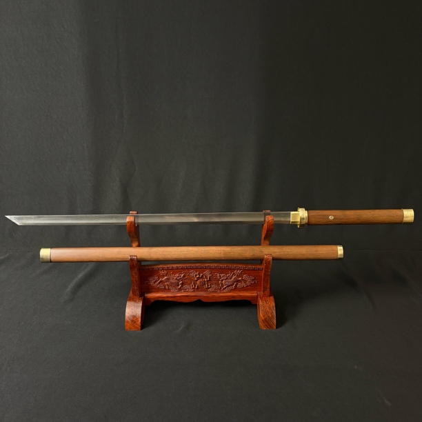 龙泉锻锋阁 千羽唐刀 黄铜素装花纹钢 不开刃