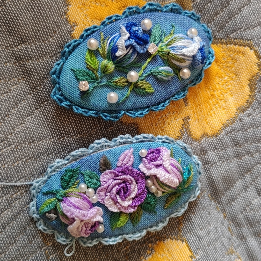 手工刺绣发夹，直播间选品，慎拍！