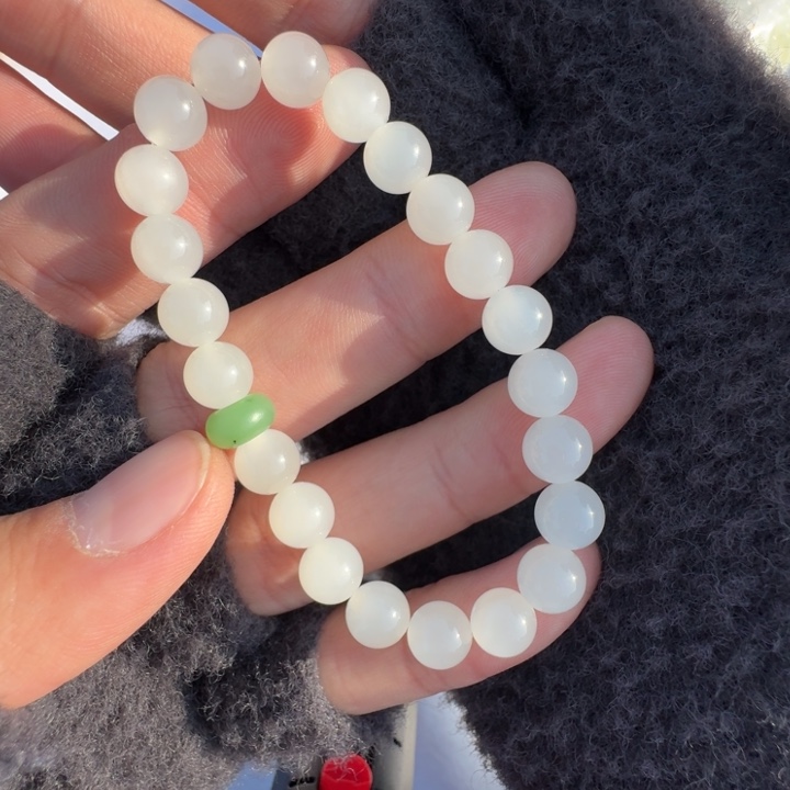 定制和田玉和田玉冰白手串卡8mm