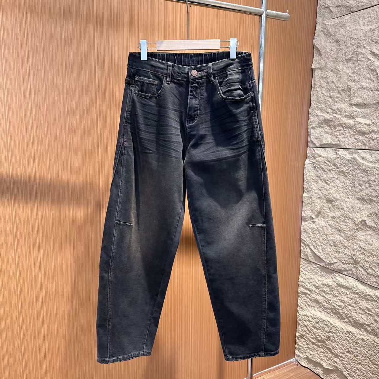 重磅弯刀阔腿裤加绒加厚阔版直筒牛仔裤 1169 DM24F426