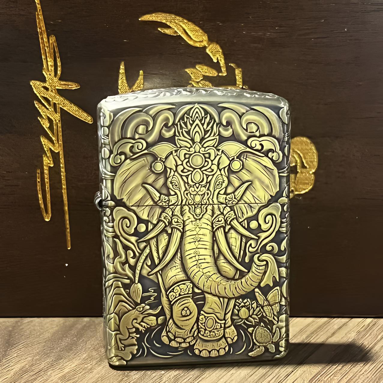 ZIPPO打火机蝎子作品吉祥如意六牙神像黄铜盔甲原装正品送男朋友