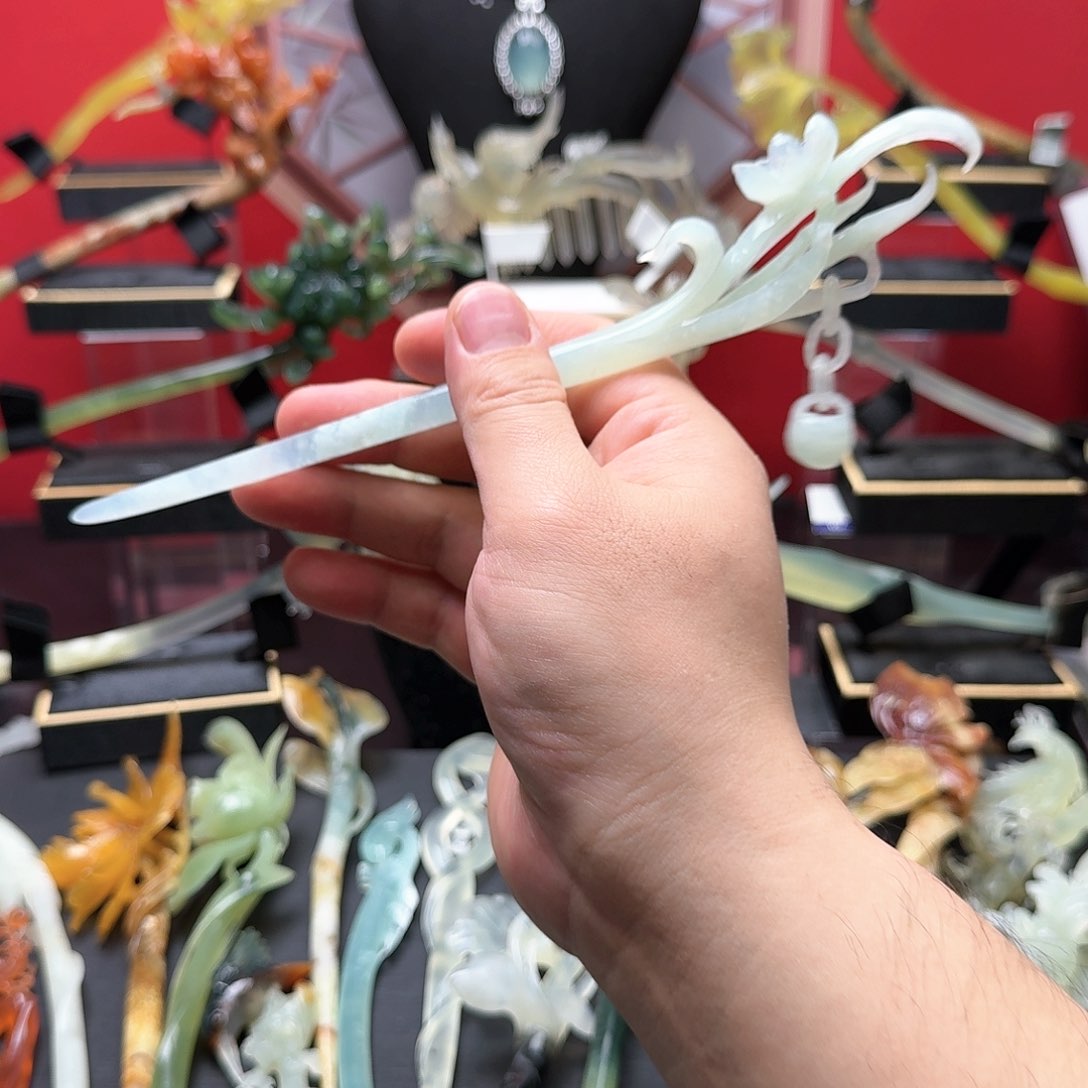 岫玉发饰未镶嵌郑*花