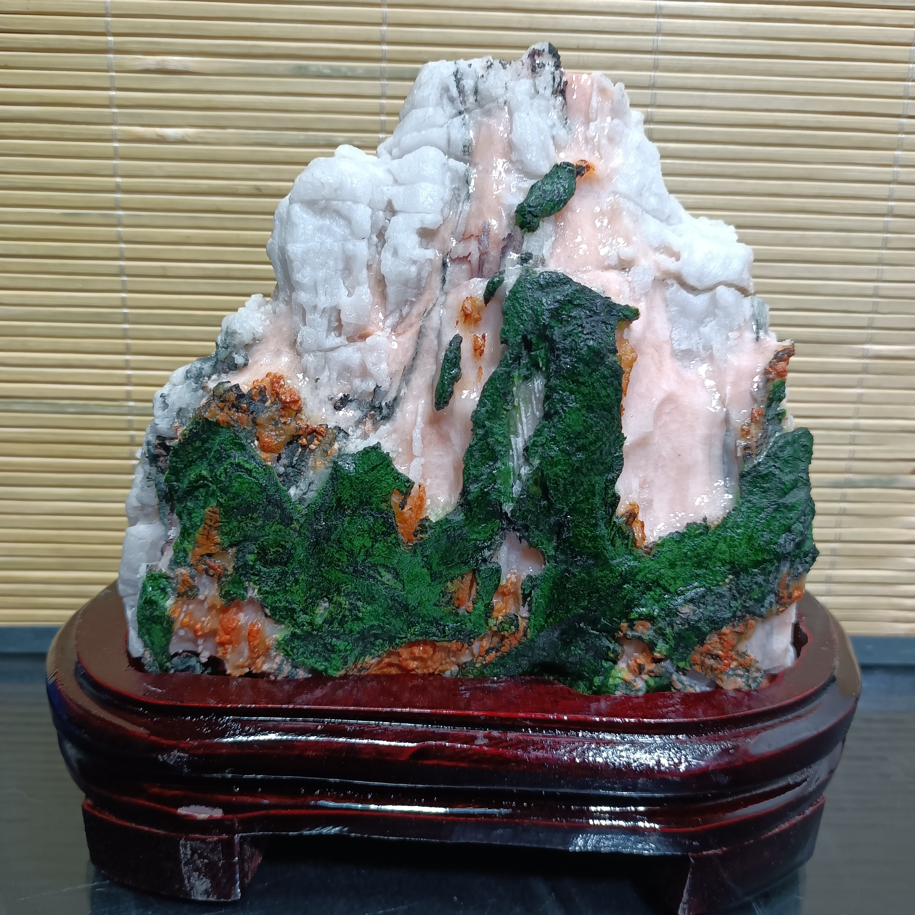 天然七彩石原石桌面茶桌书房茶室玄关客厅家居装饰摆件