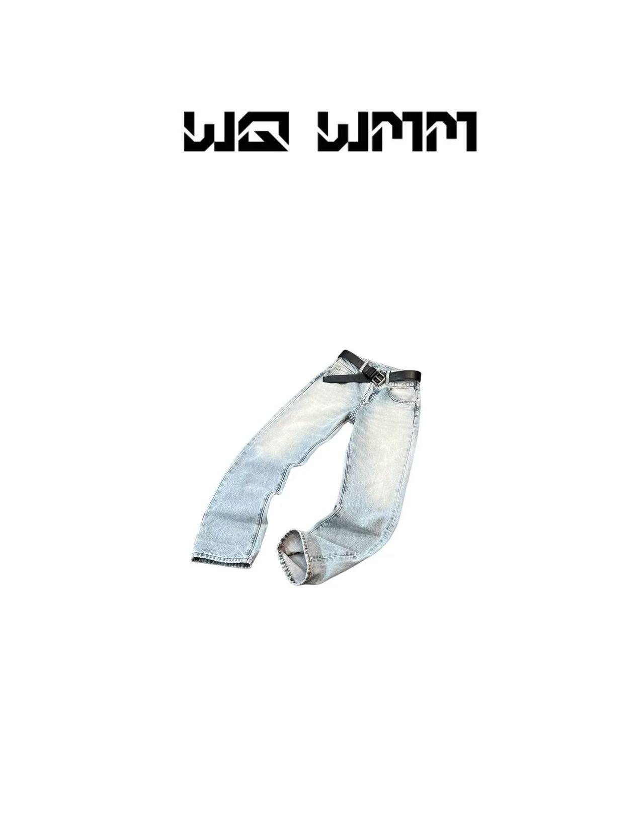 【WQWMM】小众设计重工洗水磨白极简显瘦窄窄小直筒牛仔裤25A11178