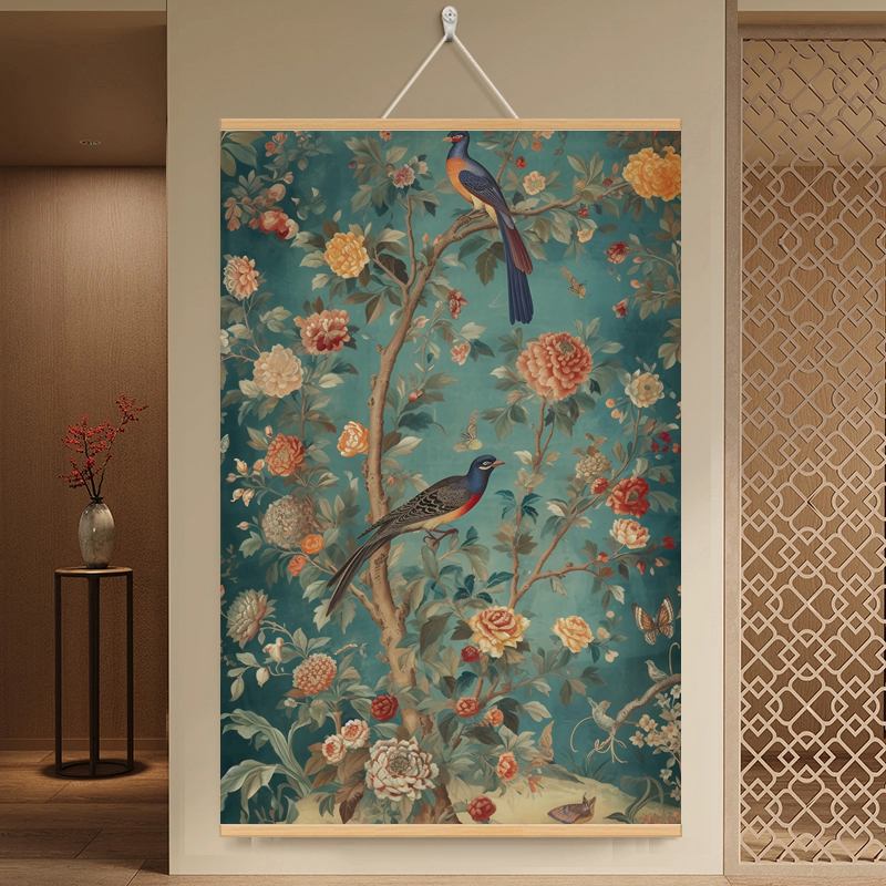 【80x120 高端书法绒布】喜上眉梢挂画入户玄关装饰画现代轻奢挂画