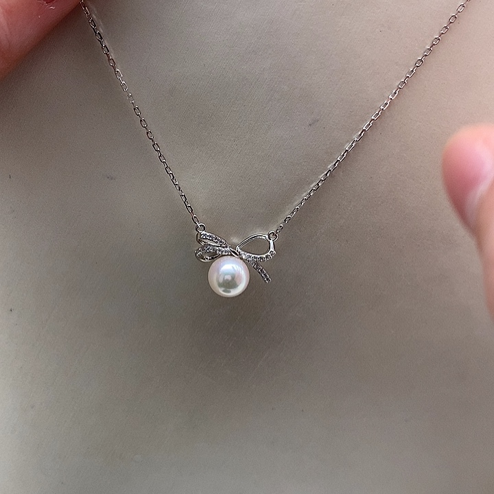 海水珍珠银S925镶嵌颈饰7.5-8mm ak