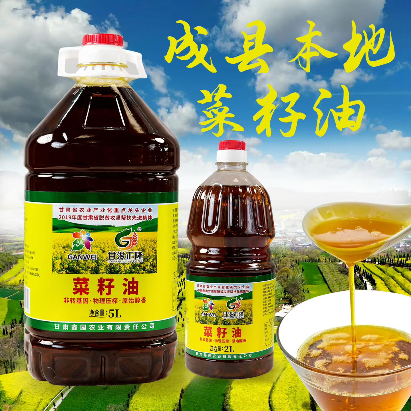 纯菜籽油甘肃陇南成县菜籽油传统压榨菜籽油非转基因菜籽油食用油