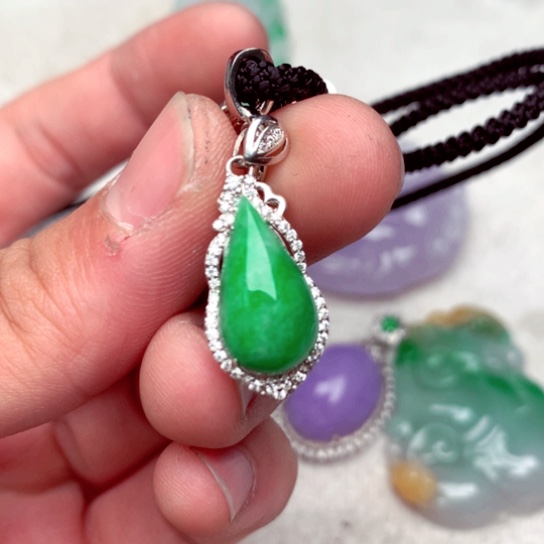 翡翠吊坠(不含链)银S925镶嵌