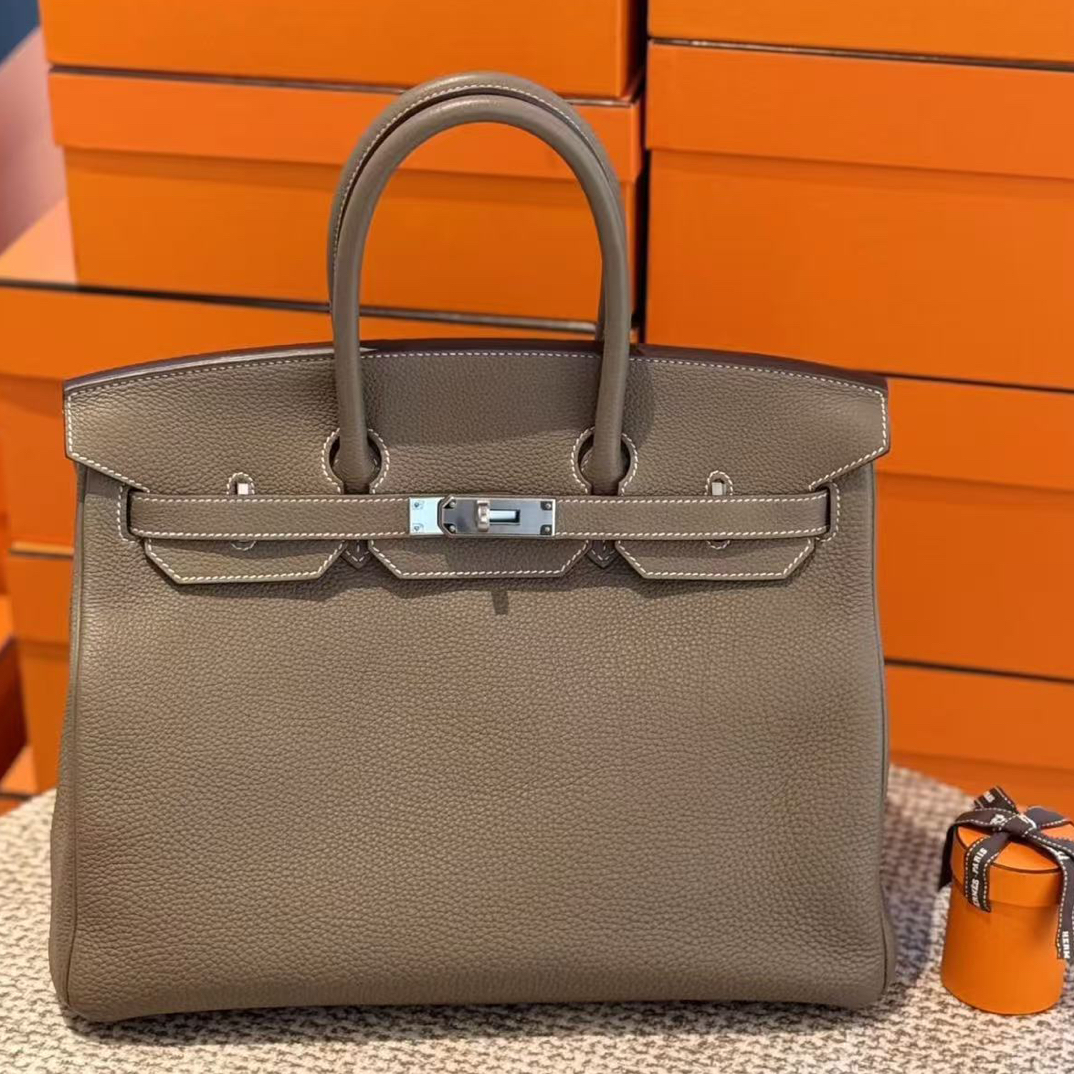 99新 Hermes/爱马仕 马仕BK35大象灰P单肩包