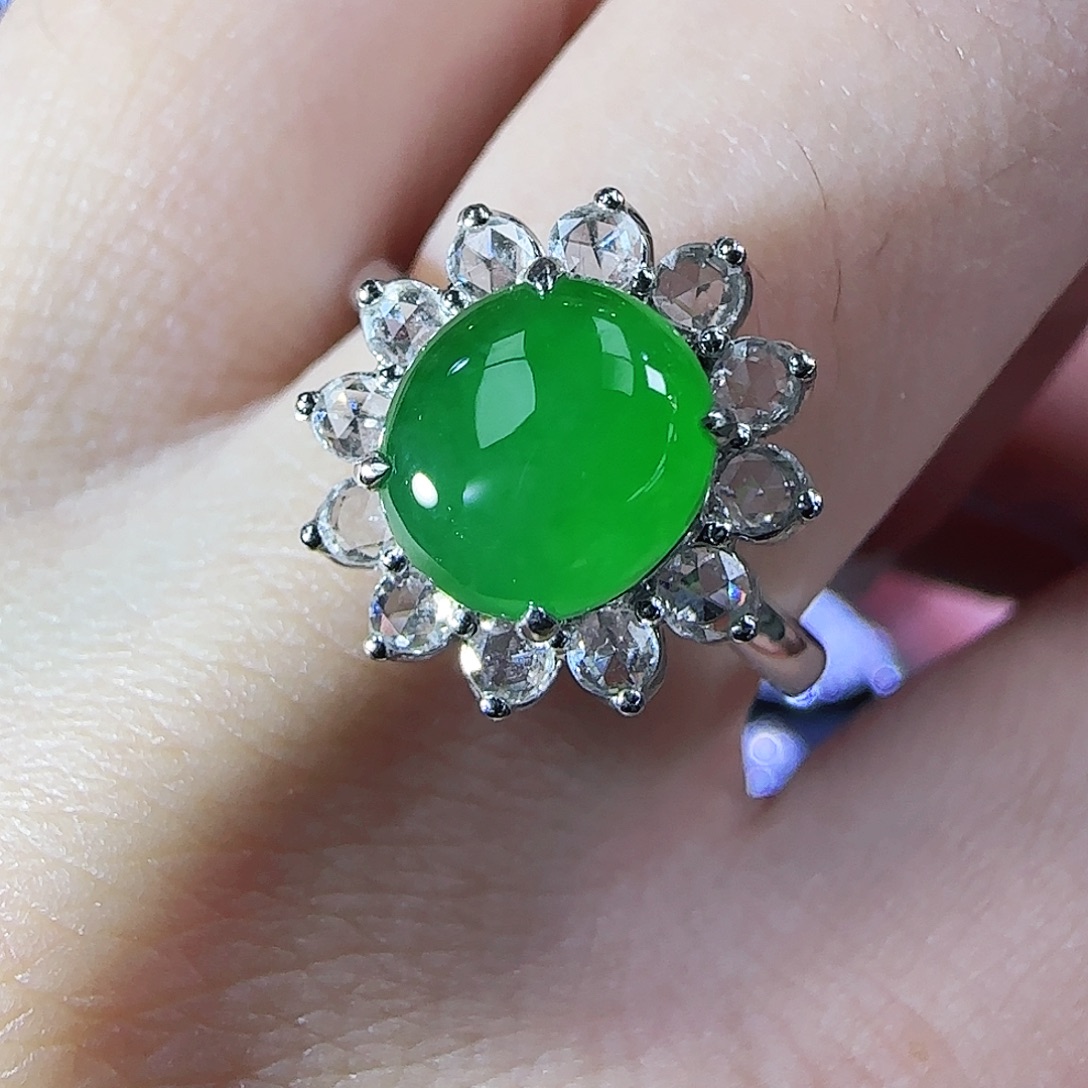 吊坠(不含链)18K金镶嵌翡翠