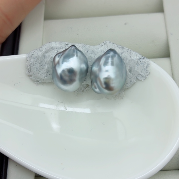 海水珍珠裸珠极光11-12mm铂金灰keshi