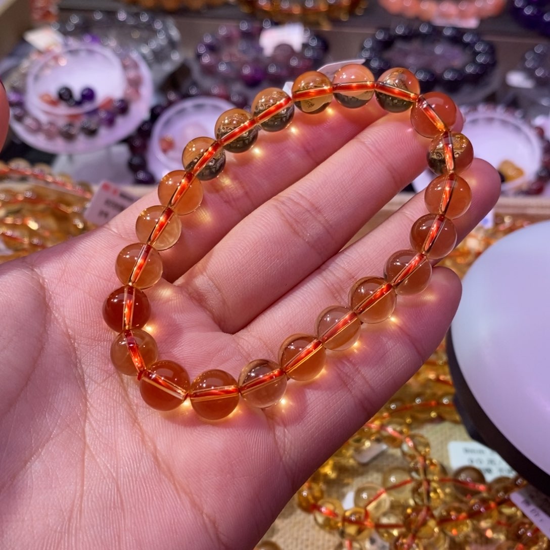 水晶手串未镶嵌J****J黄水高货9+