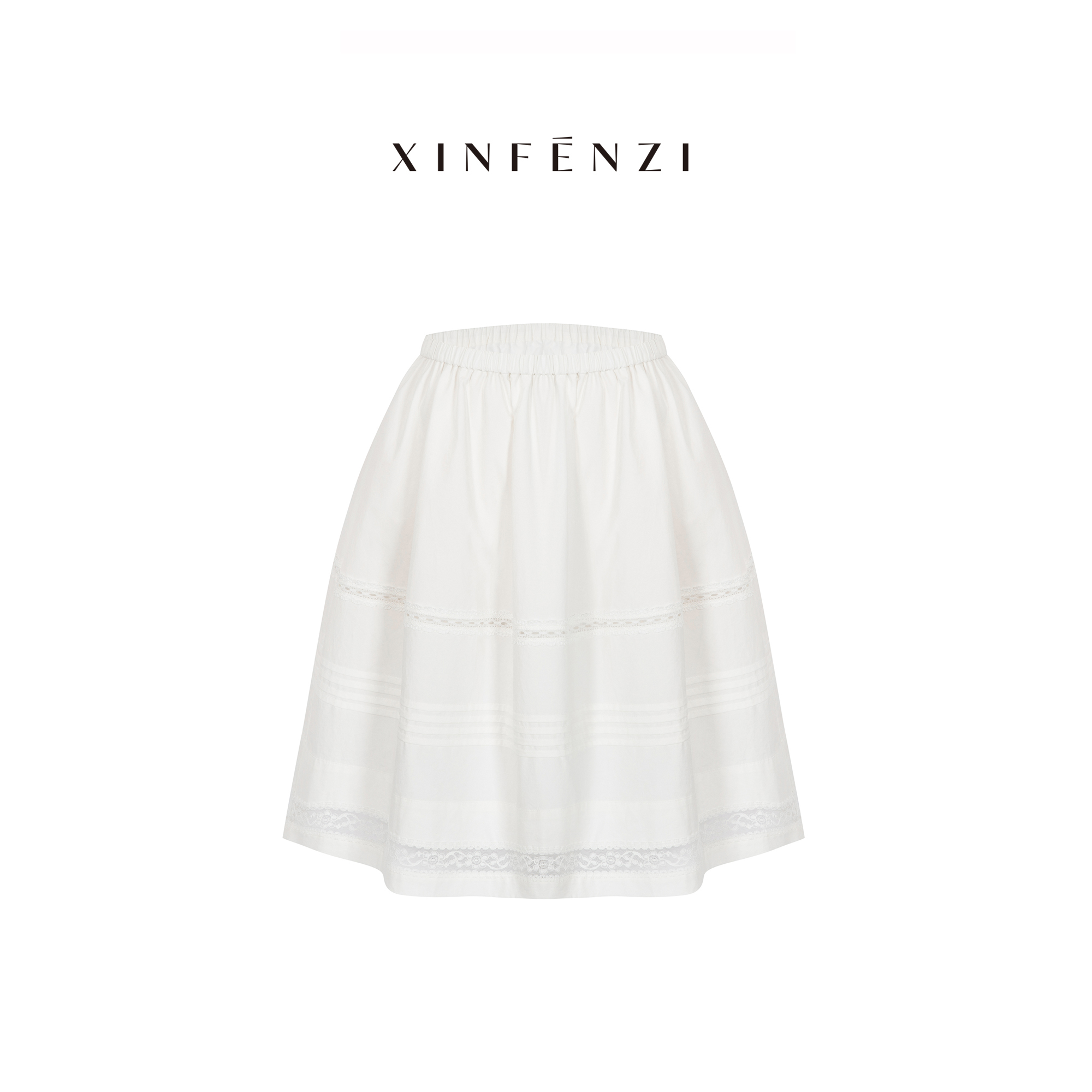 【月光捕手】XINFENZI 60支高密全棉蕾丝拼接蛋糕半身裙 SSK36273