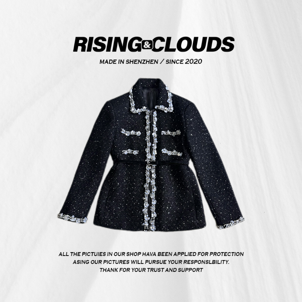 RISING&CLOUDS【莎莎】秋冬时尚设计师款重工珠片小香外套110557