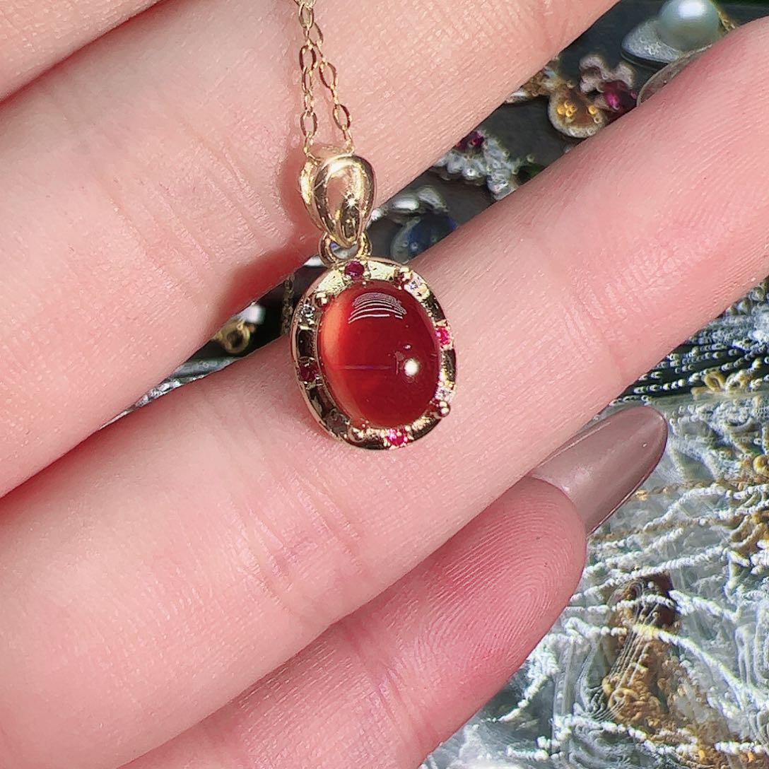 石榴石（芬达石）吊坠银S925镶嵌