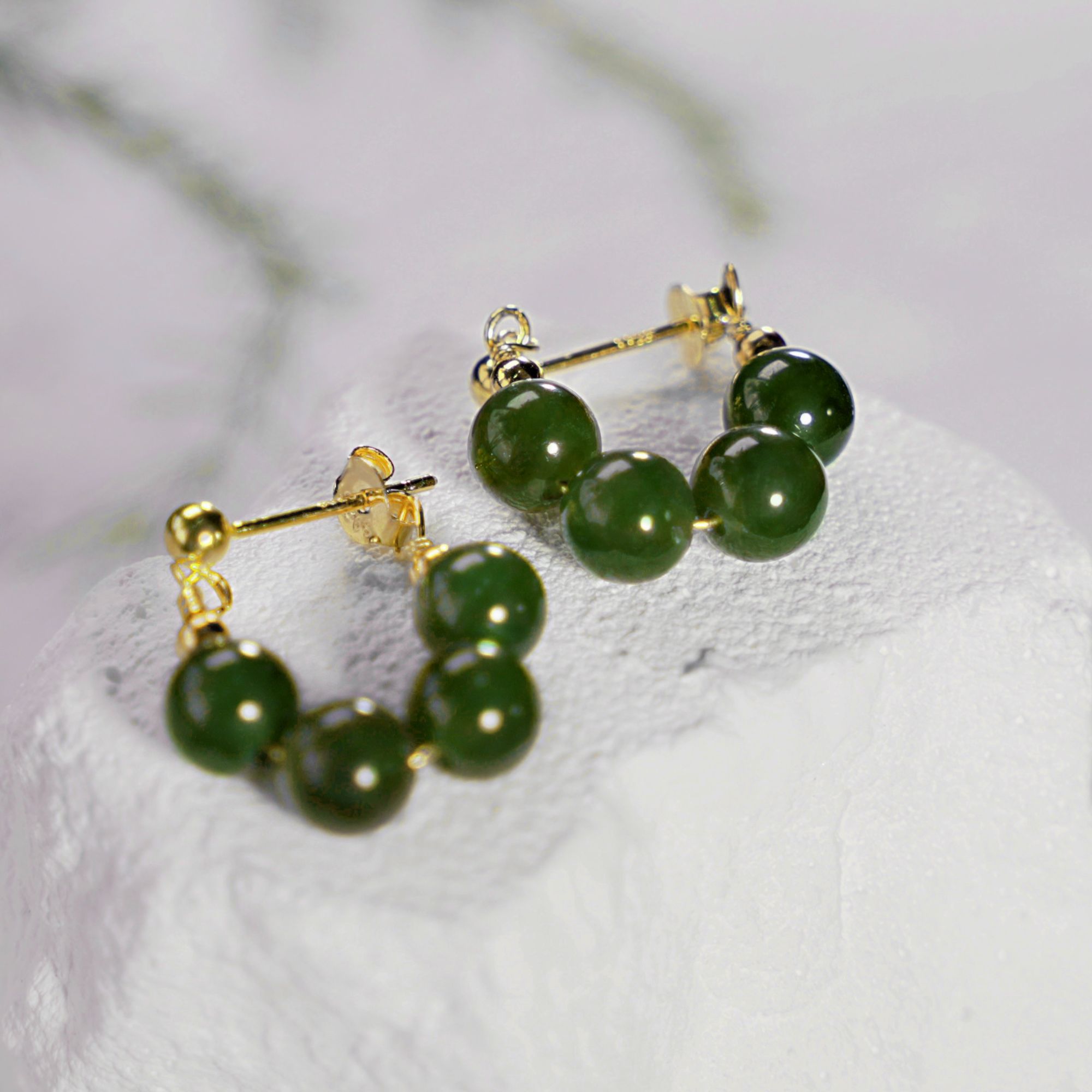 【莳鸣】和田玉碧玉耳环一对 百搭新中式国风 多样性发其一