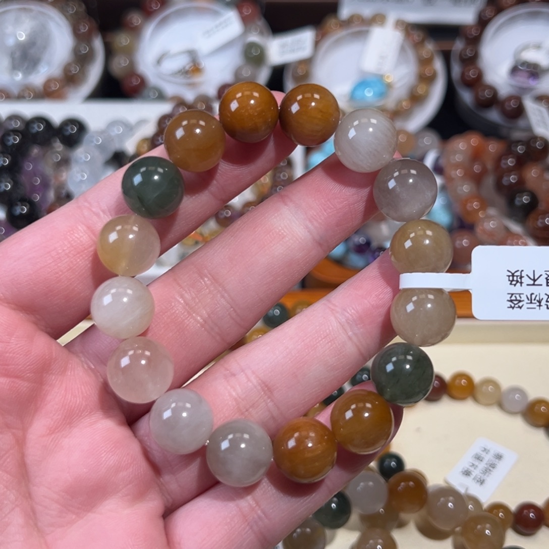 水晶未镶嵌手链彩发晶12M+
