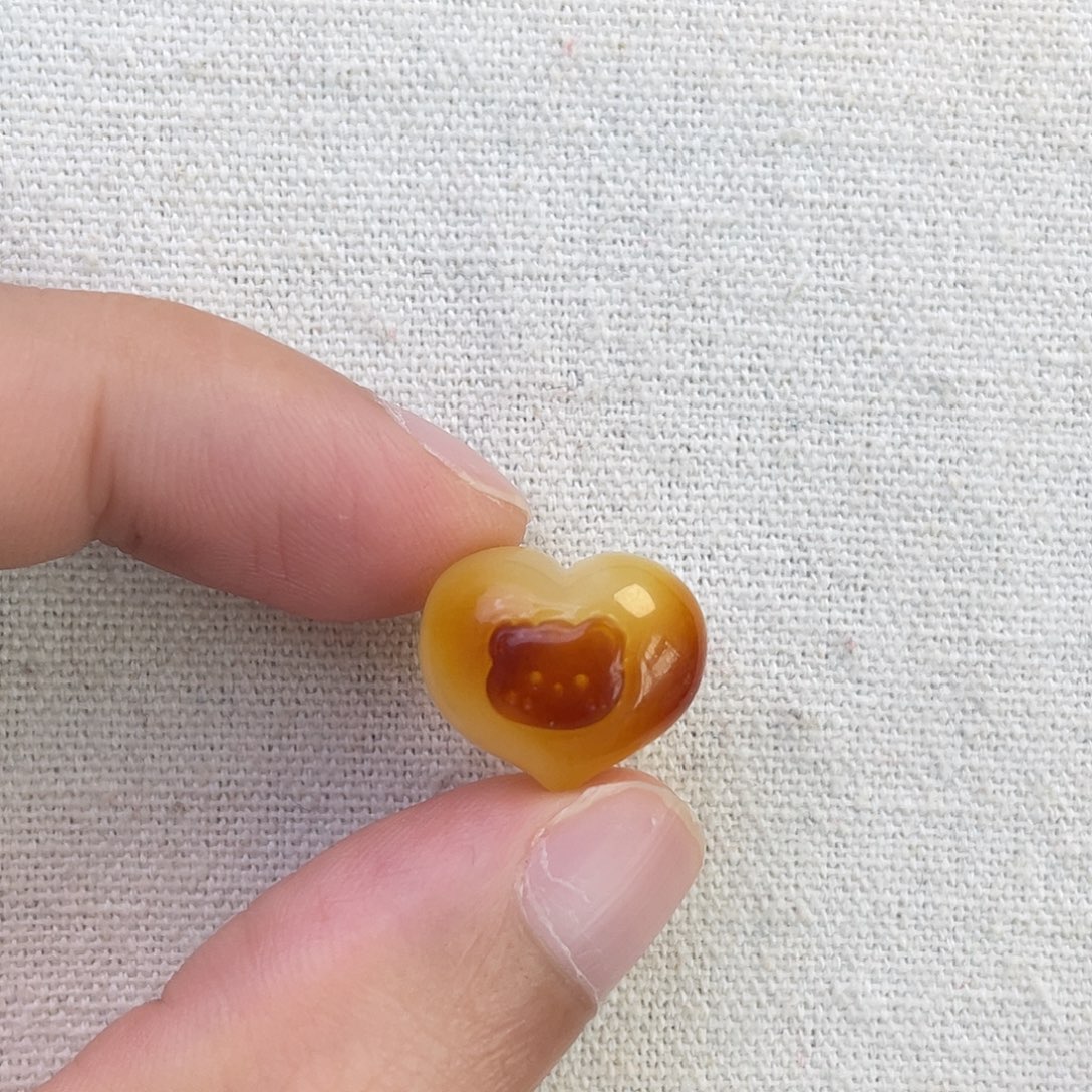 琥珀未镶嵌珠宝奇石小熊爱心