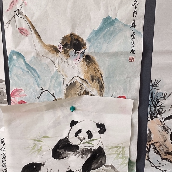 金***锋国画白林之50.100手绘画芯