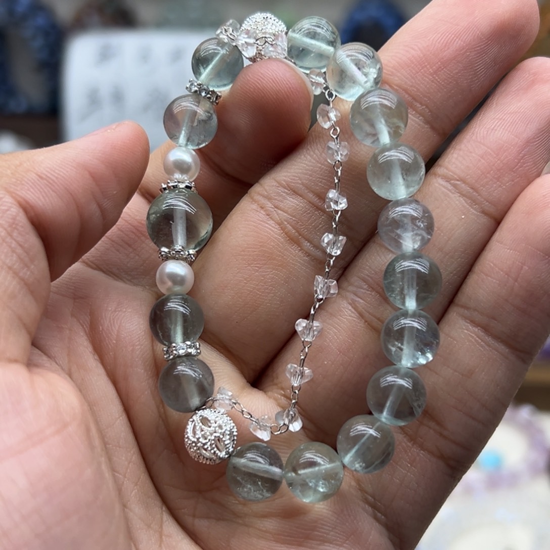 手链未镶嵌水晶薄荷绿萤石diy