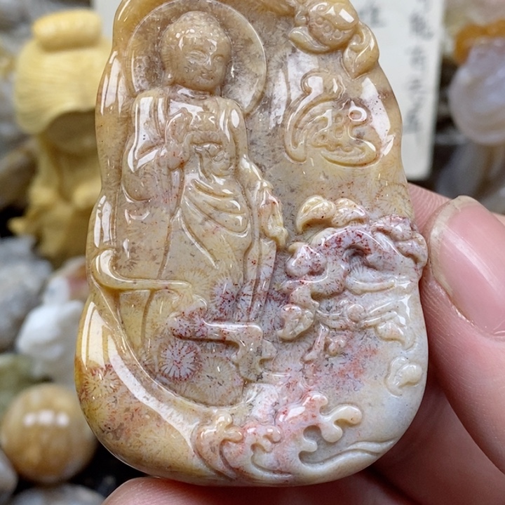 颈饰未镶嵌硅化珊瑚（珊瑚玉）