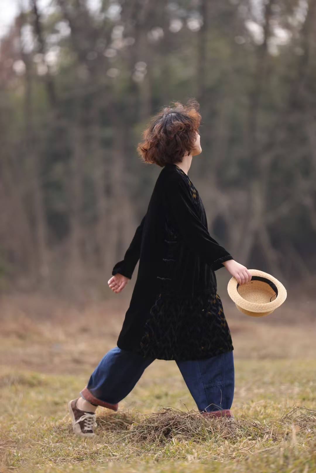 荼～原创复古丝绒袍子33871（长102胸围127）春秋