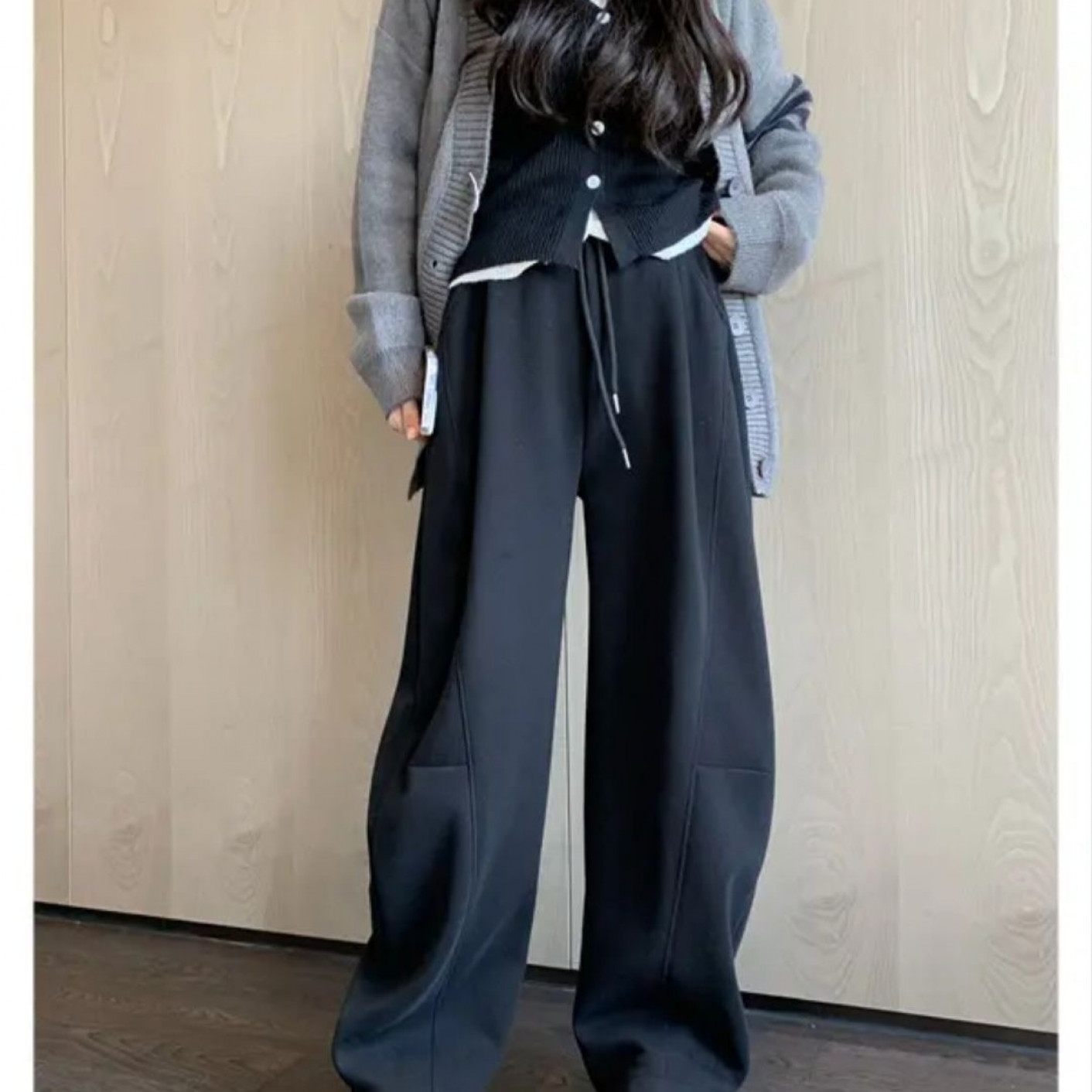 休闲风秋冬纯色冬季不起球休闲裤韩版弯刀裤