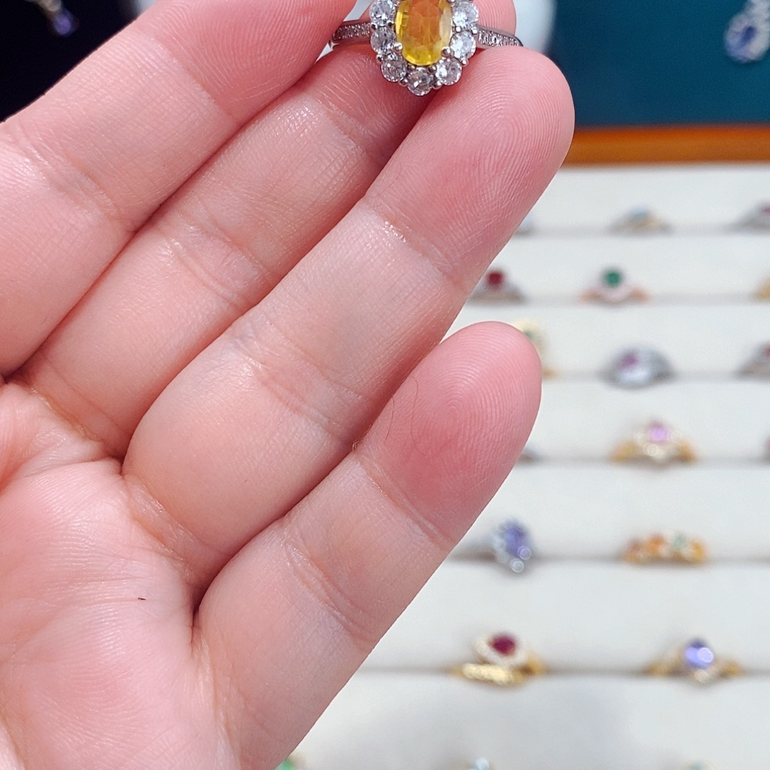 蓝宝石戒指银S925镶嵌