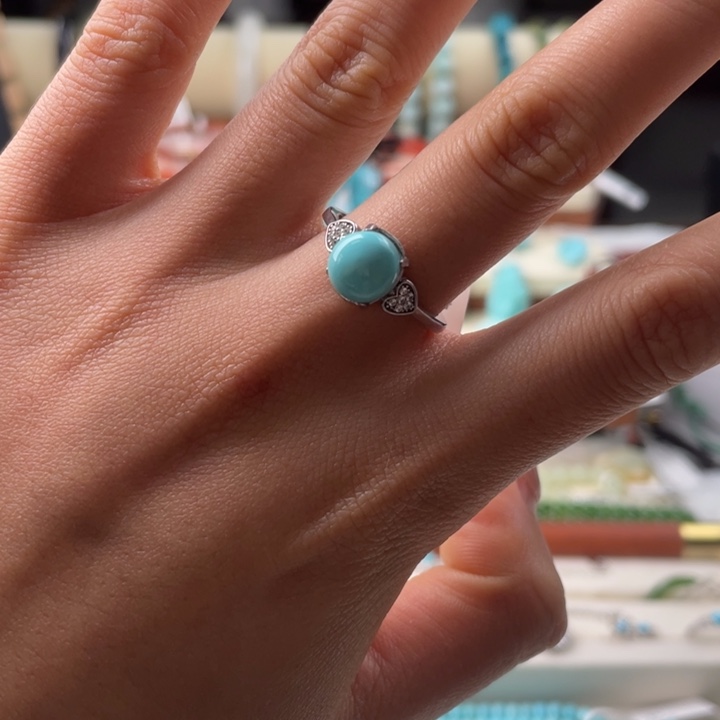 绿松石银S925镶嵌戒指