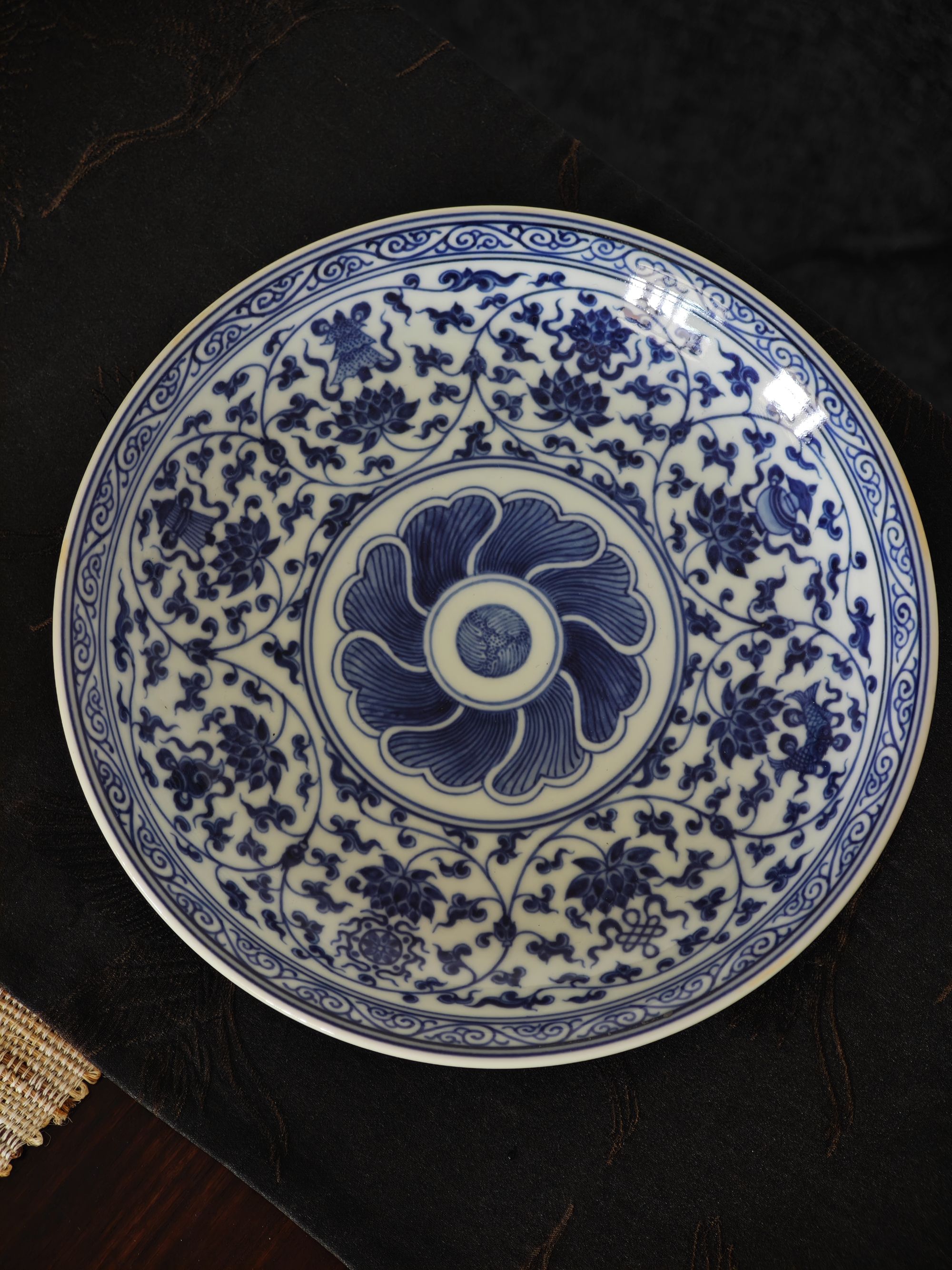 寒丰柴窑全手工古法制瓷高温莲托八宝壶承釉下青花仿明青花壶承