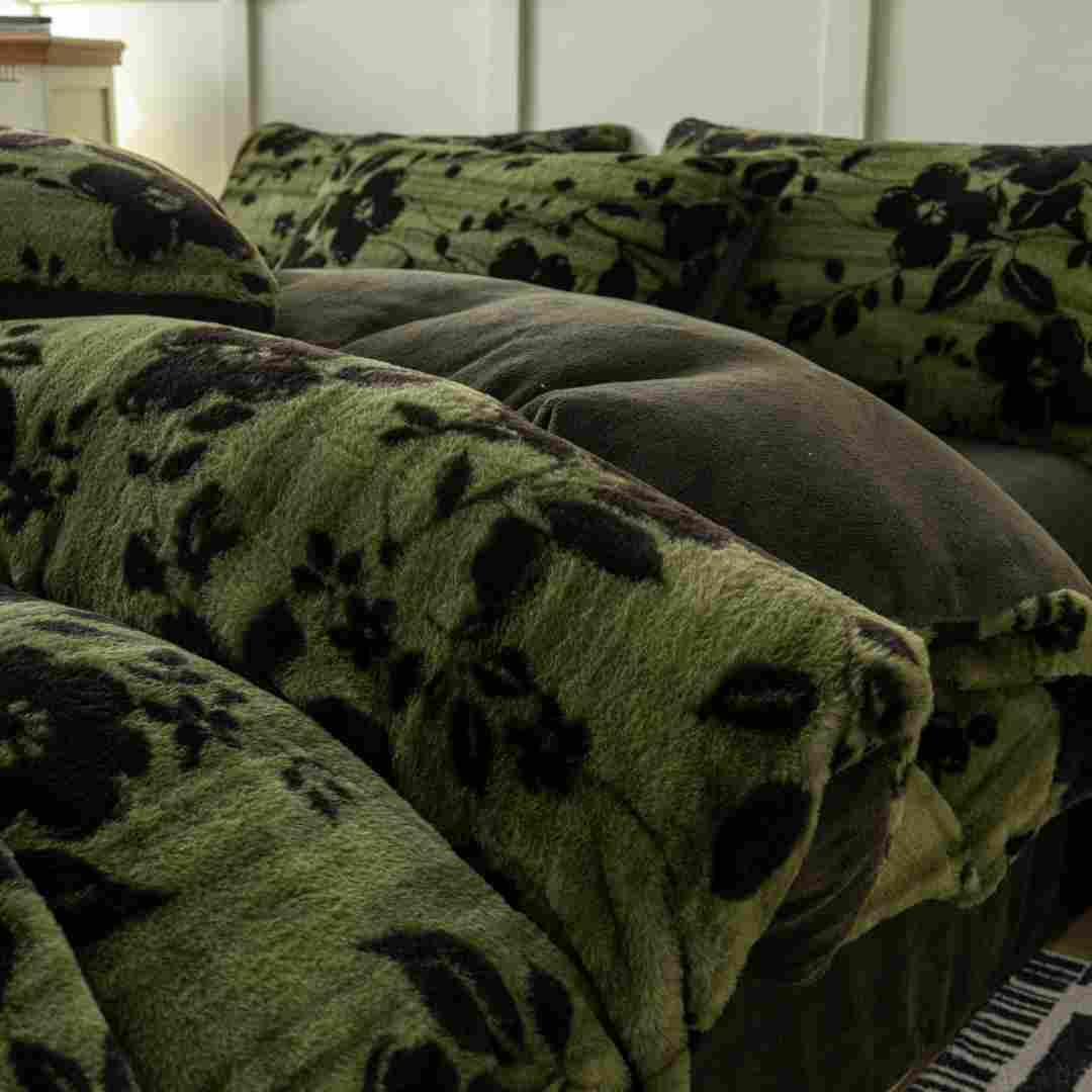 轻奢高级新款兔毛绒印花美拉德冬季牛奶绒保暖双面绒床上套件