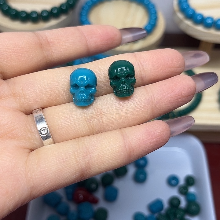 琉璃非金属骷髅油绿色