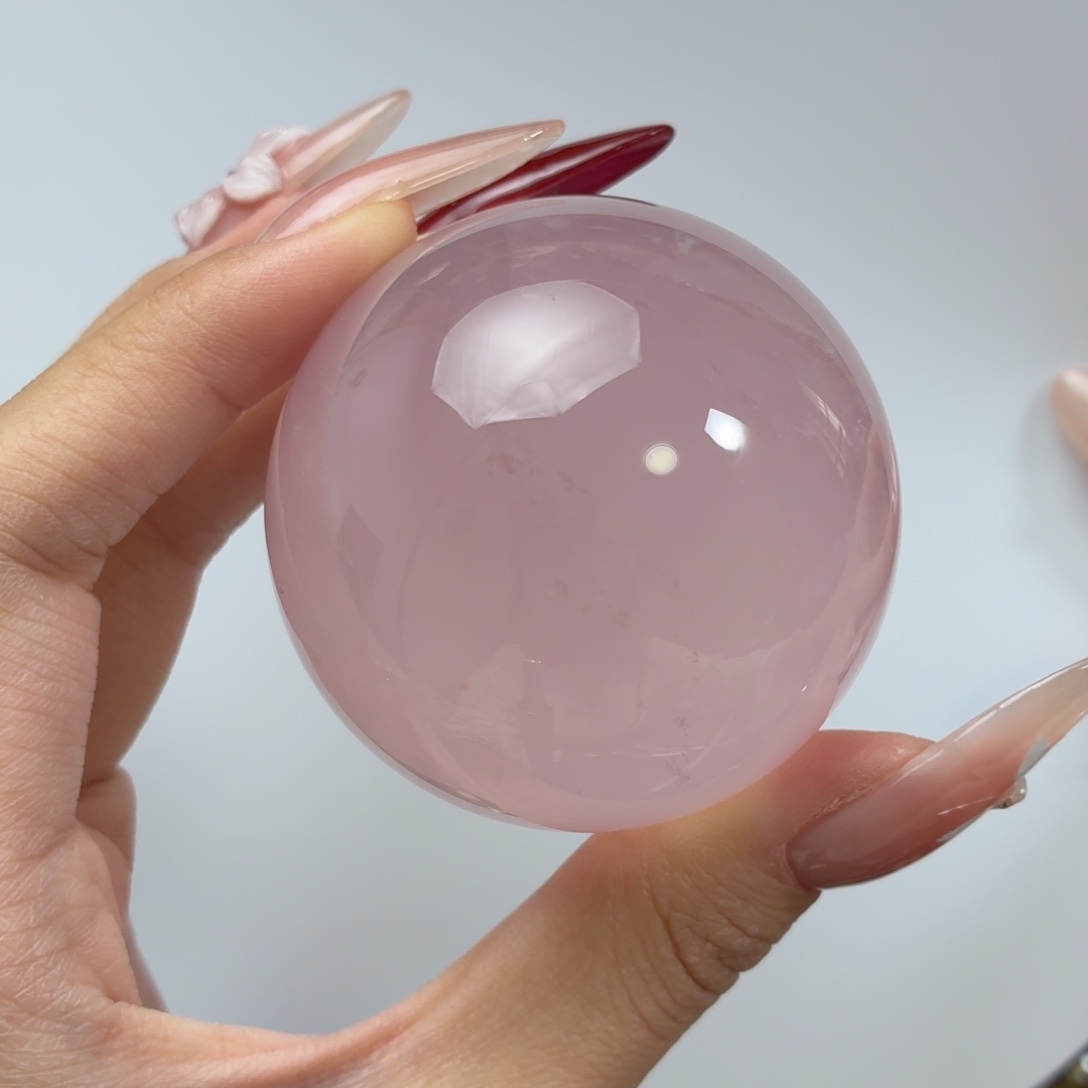 芙蓉石珠宝半成品未镶嵌蔷薇粉55.3mm