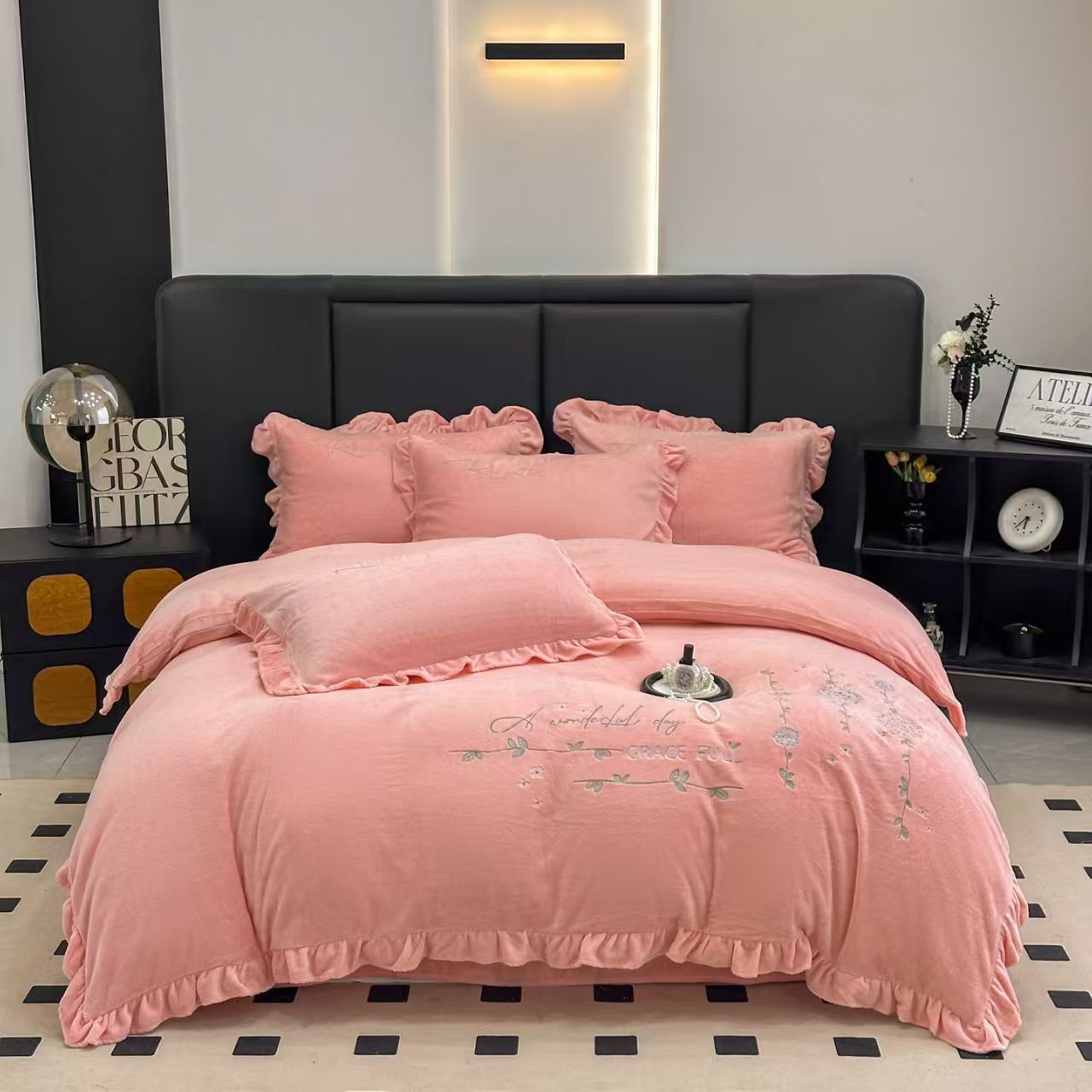 木耳边韩版牛奶绒四件套-K