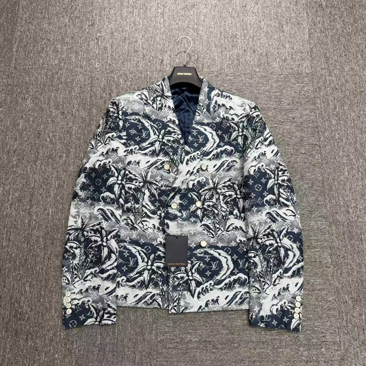 未使用 LouisVuitton/路易威登 秀款沙滩老花羊毛西装/48码/19732