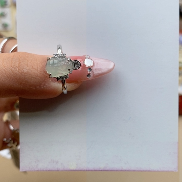 翡翠戒指银S925镶嵌11111