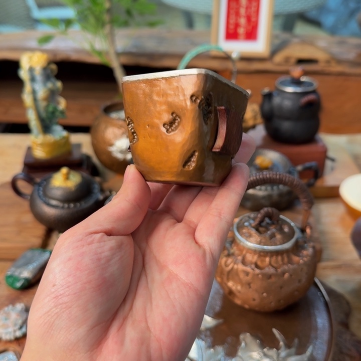铜包银四方矮款主人杯80ml