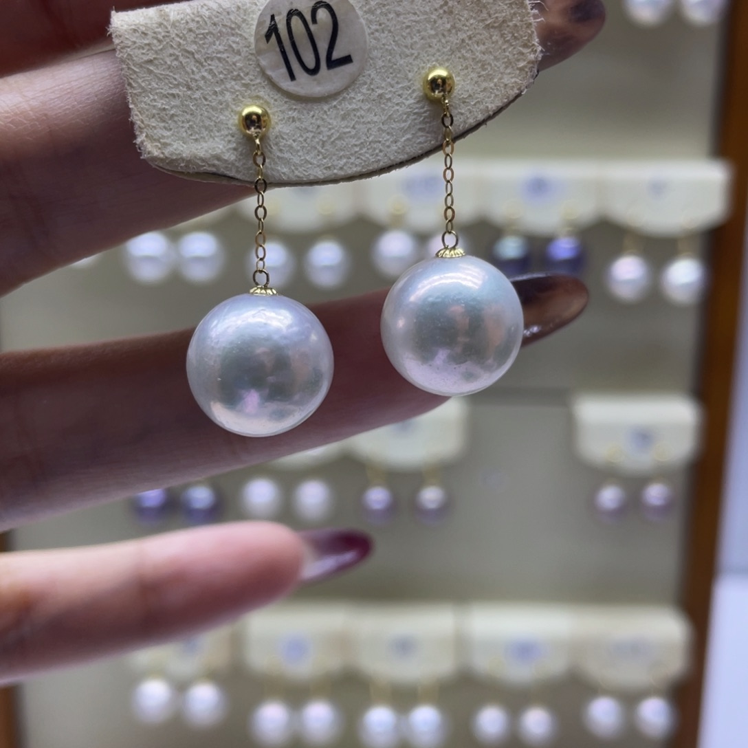 淡水珍珠耳饰18K金镶嵌