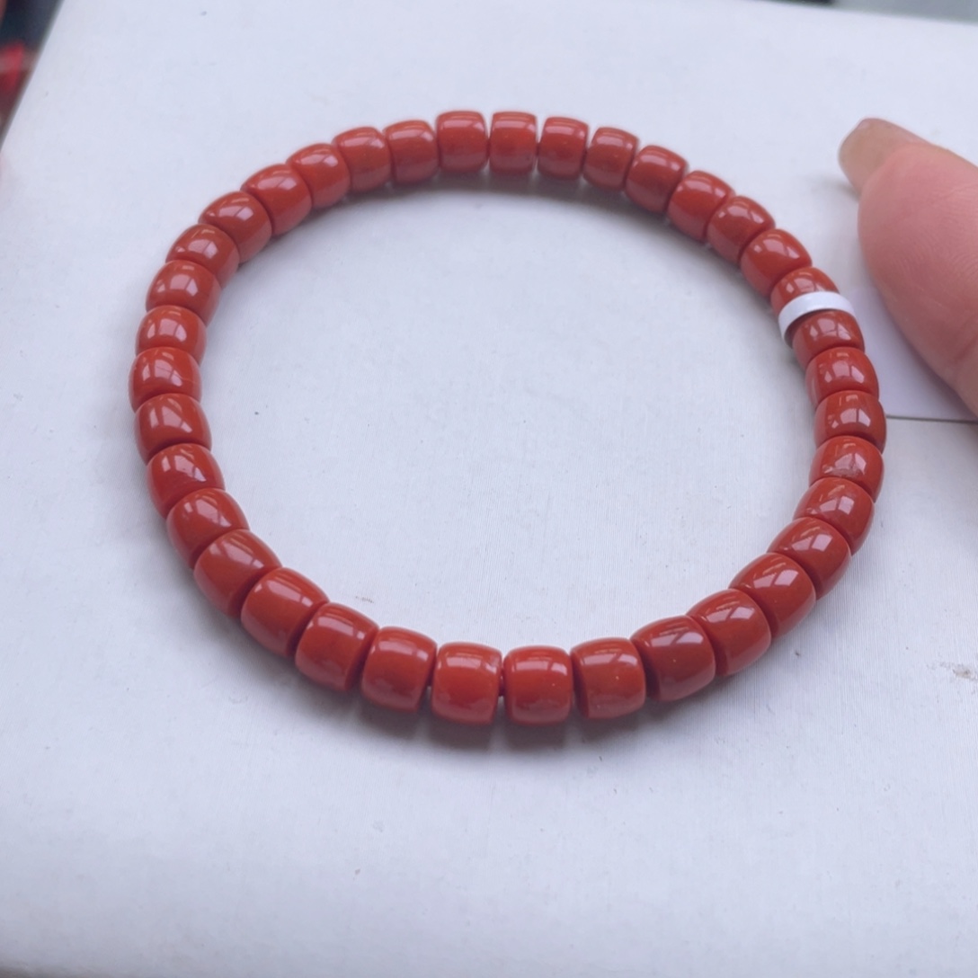 南红玛瑙未镶嵌川料南红满肉直切单圈6+mm