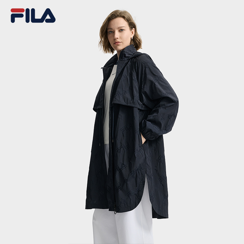 FILA Emerald斐乐女士梭织外套2025秋季新款时尚休闲宽松连帽风衣